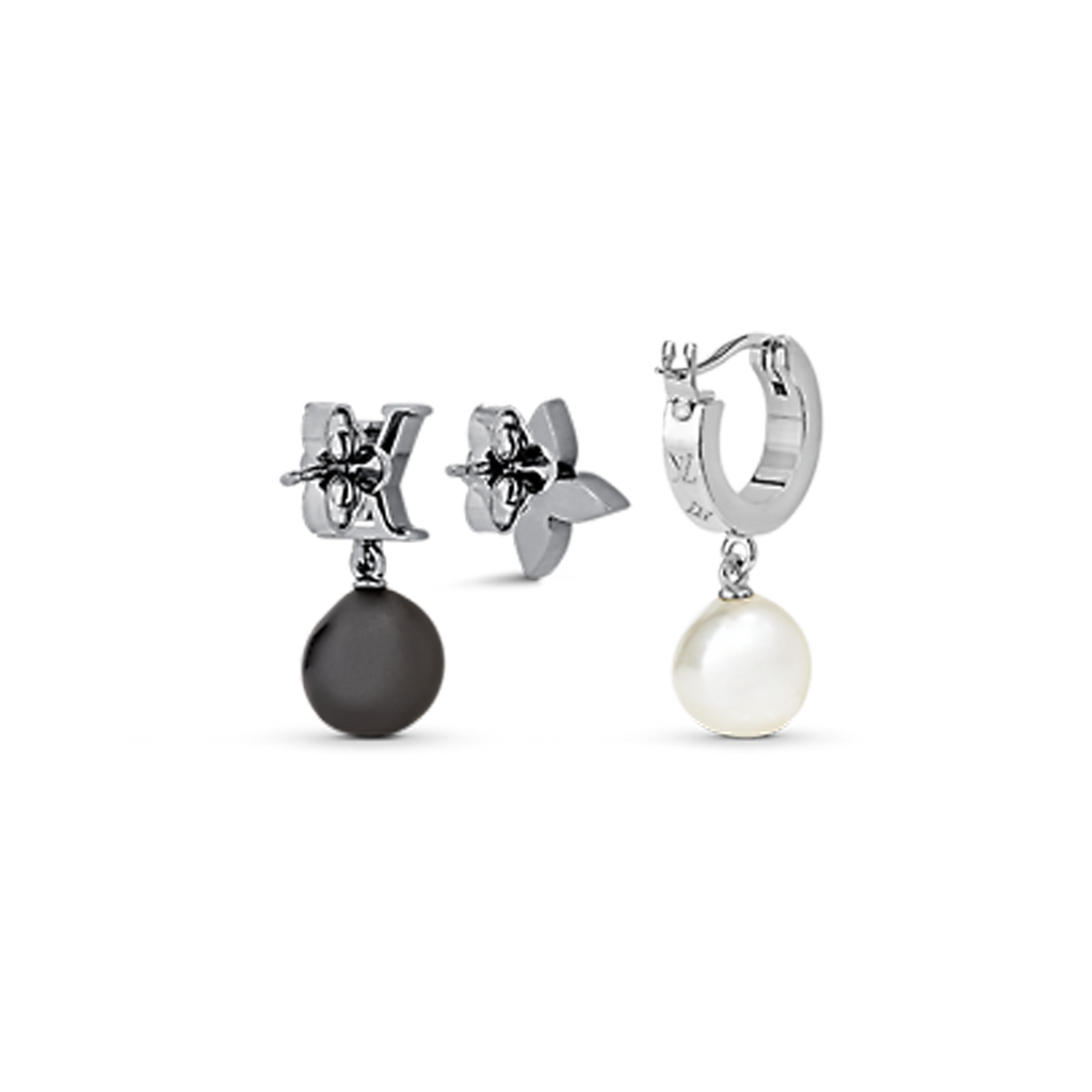 18K Louis Vuitton Monogram Pearls Earrings