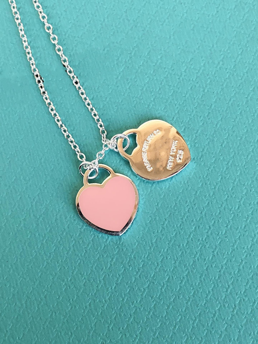 Tiffany Double Heart Pendant Silver Necklace