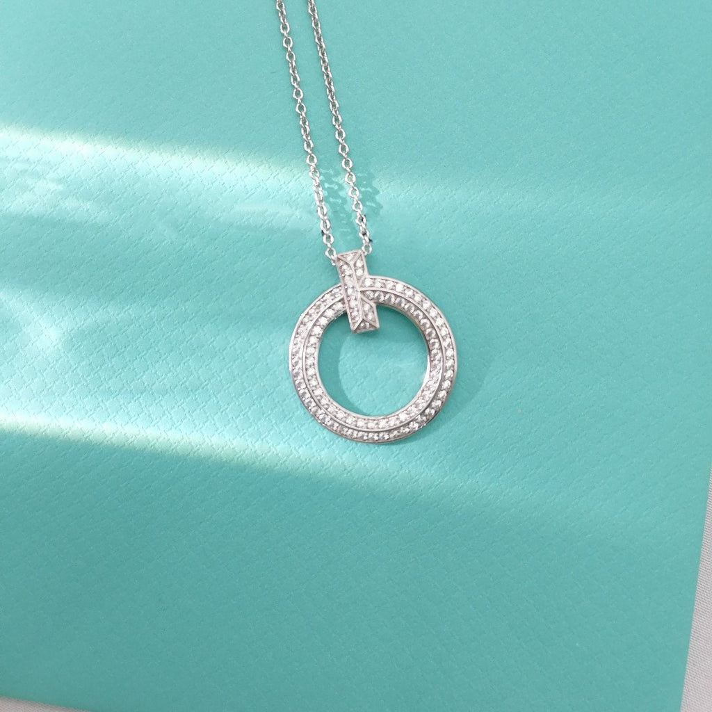 Tiffany T Wire Pendant Cubic Zirconia Necklace