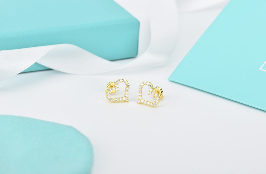 Tiffany Open Heart Stud Cubic Zirconia Earrings