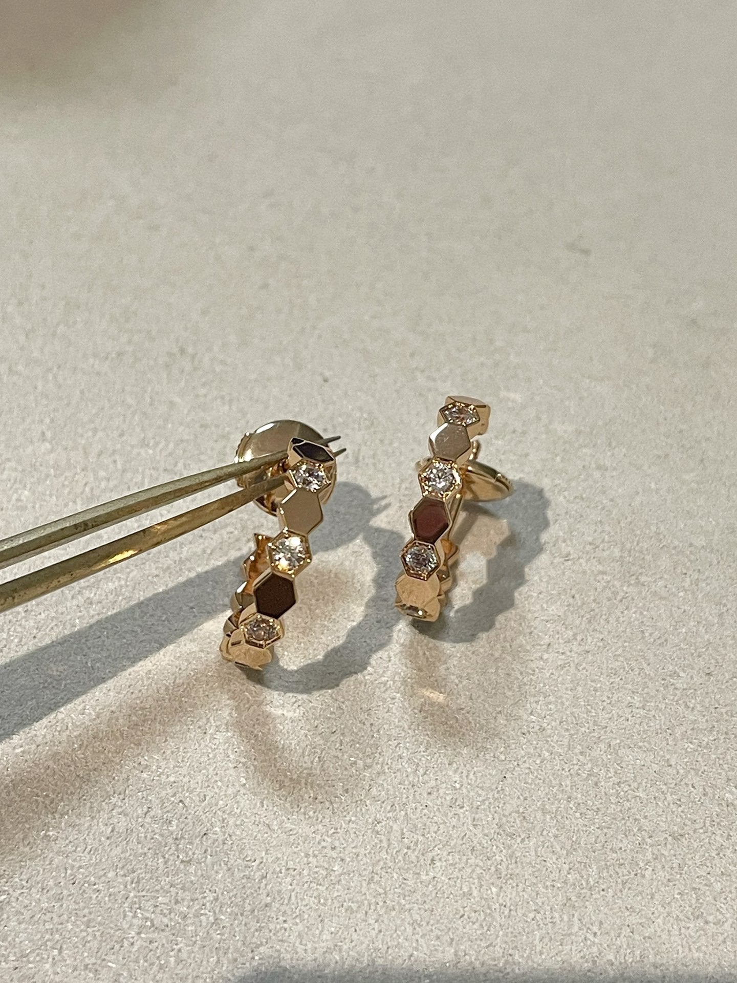 Chaumet Honee Pink Gold Cubic Zirconia Hoop Earrings