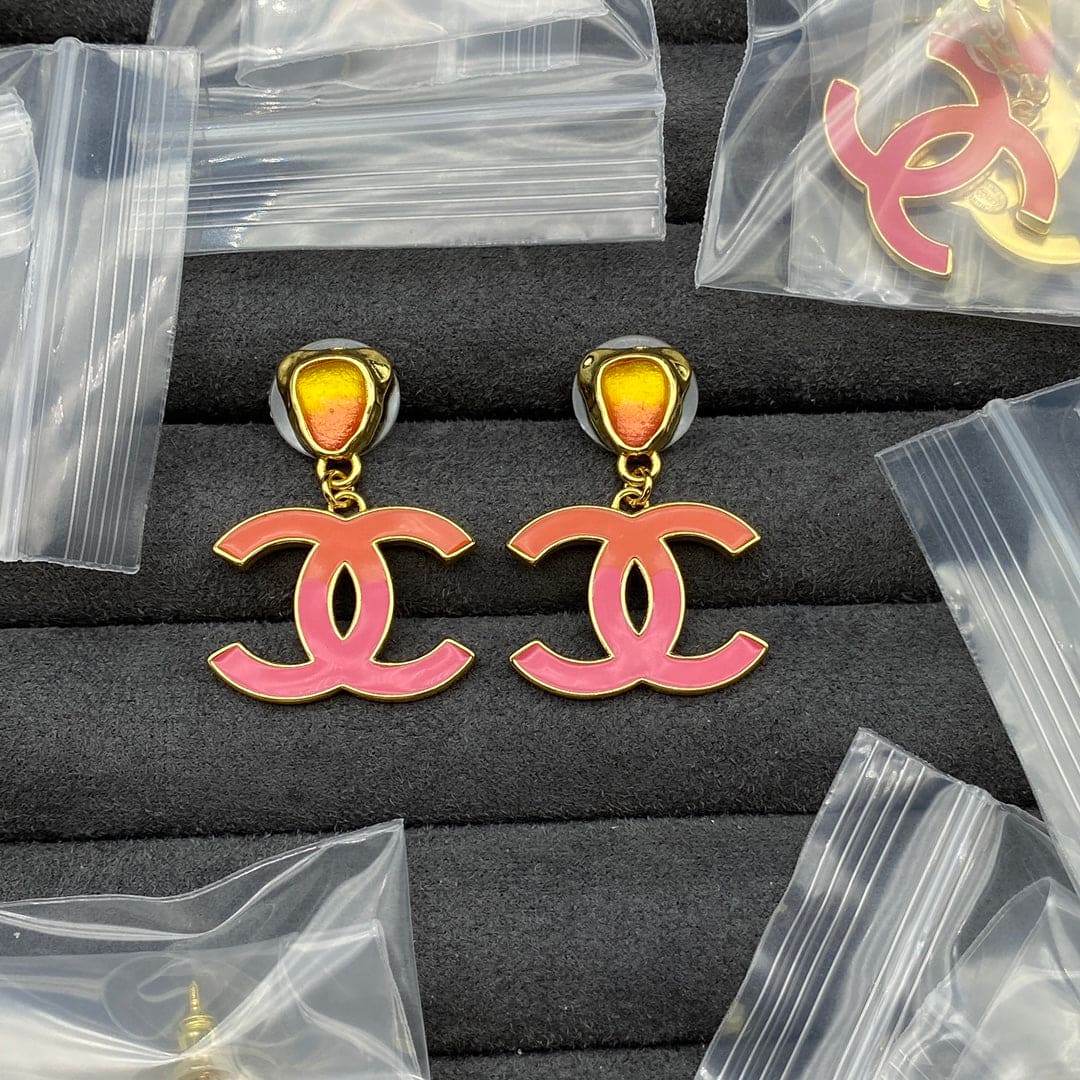 18K Classic Pink  Chanel Dangle Earrings