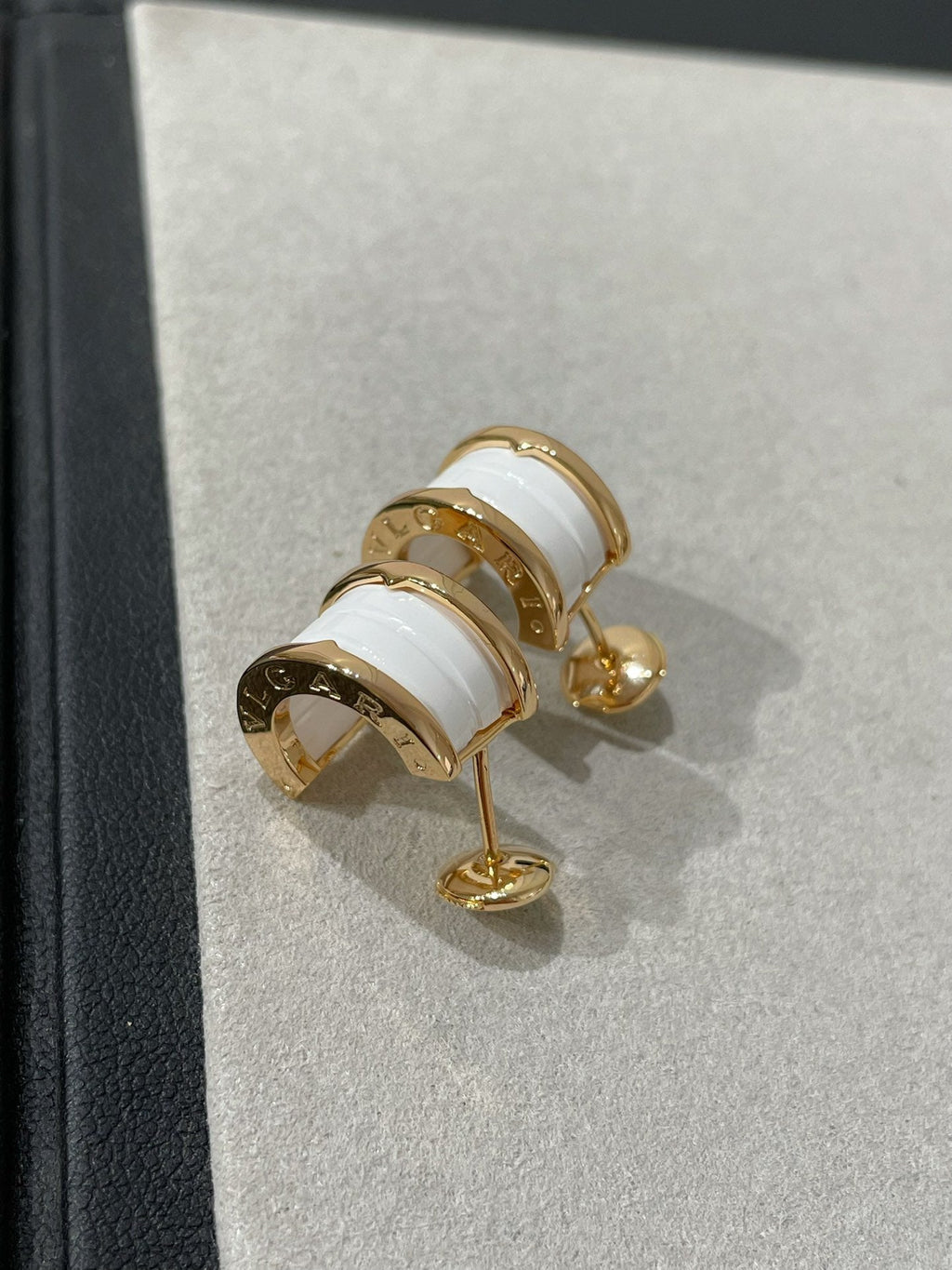 Bvlgari Zero 1 Pink Gold Ceramic Earrings