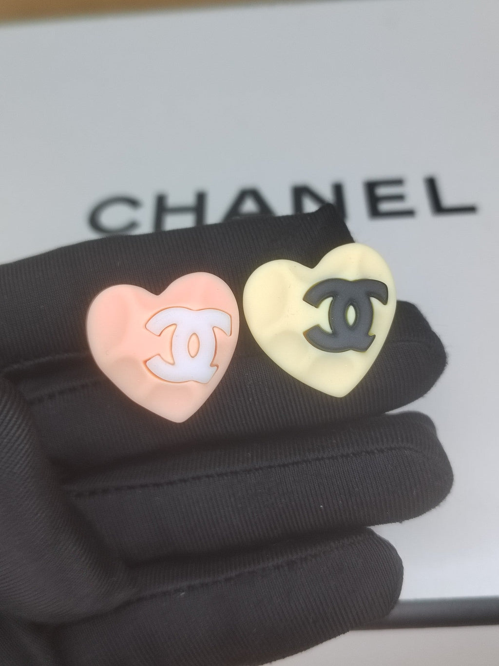 18K  Chanel Pink & Yellow Resin Earrings