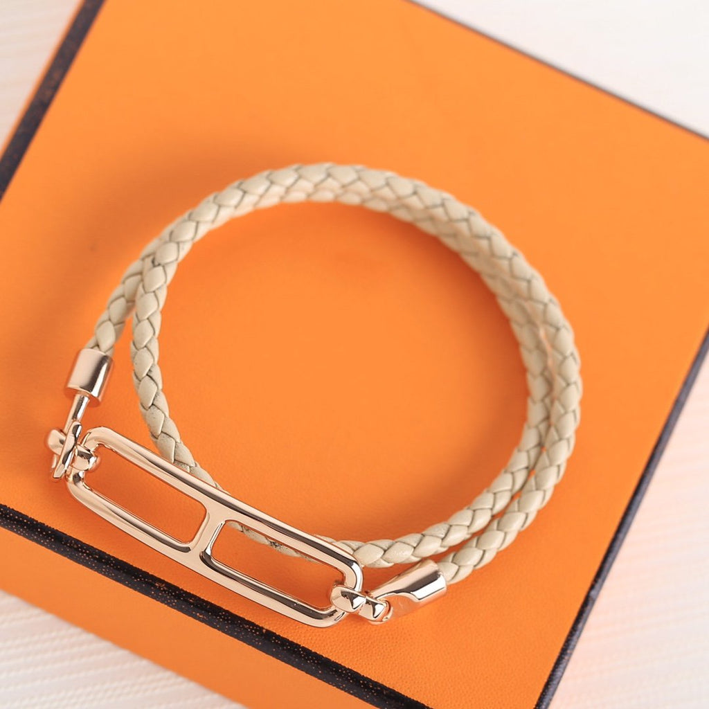 Hermes Toulis Double Tour Pink Gold Bracelet