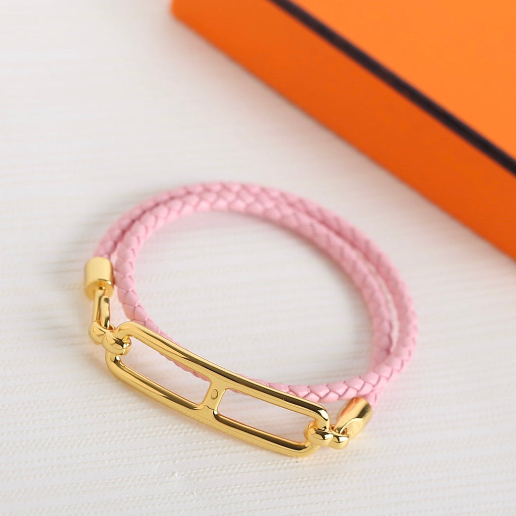 Hermes Toulis Double Tour Gold Bracelet