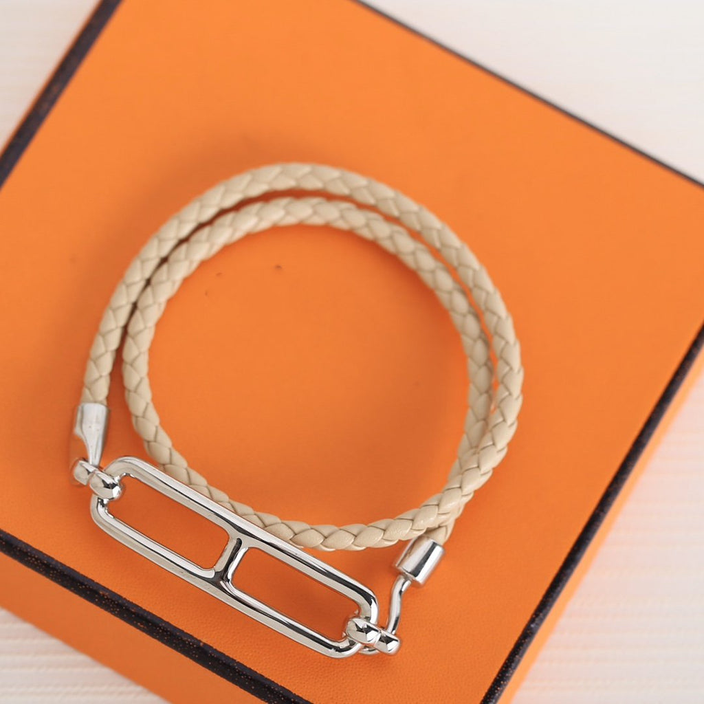 Hermes Toulis Double Tour Silver Bracelet
