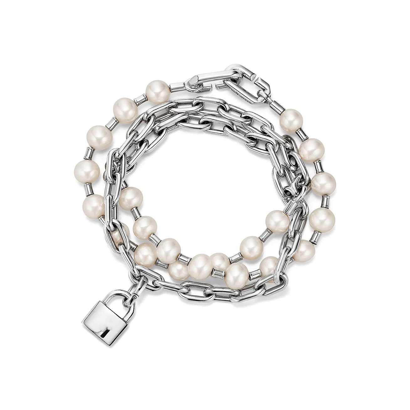 Tiffany Pearl Lock Silver Bracelet