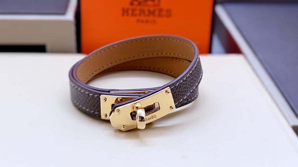 Hermes HM Kelly Double Tour Pink Gold Bracelet