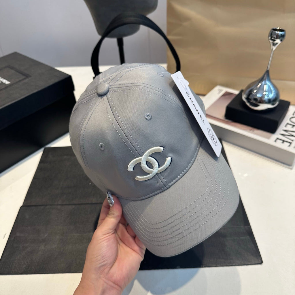 Embroidered Cotton Baseball Cap — Grey
