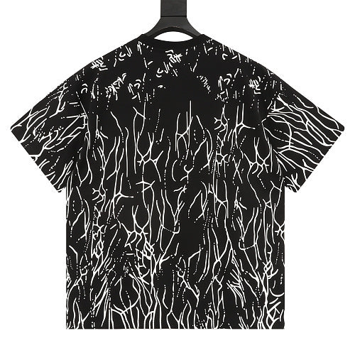 GUCCI 2026 New Arrival: All-Over Digital Print Short-Sleeve T-Shirt featuring Branch-Motif Lettering Logo