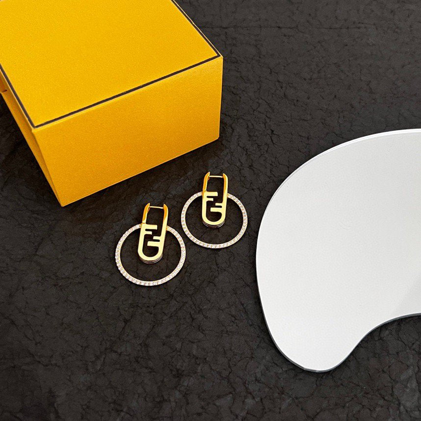 Fendi O’Lock Gold Diamond Earrings