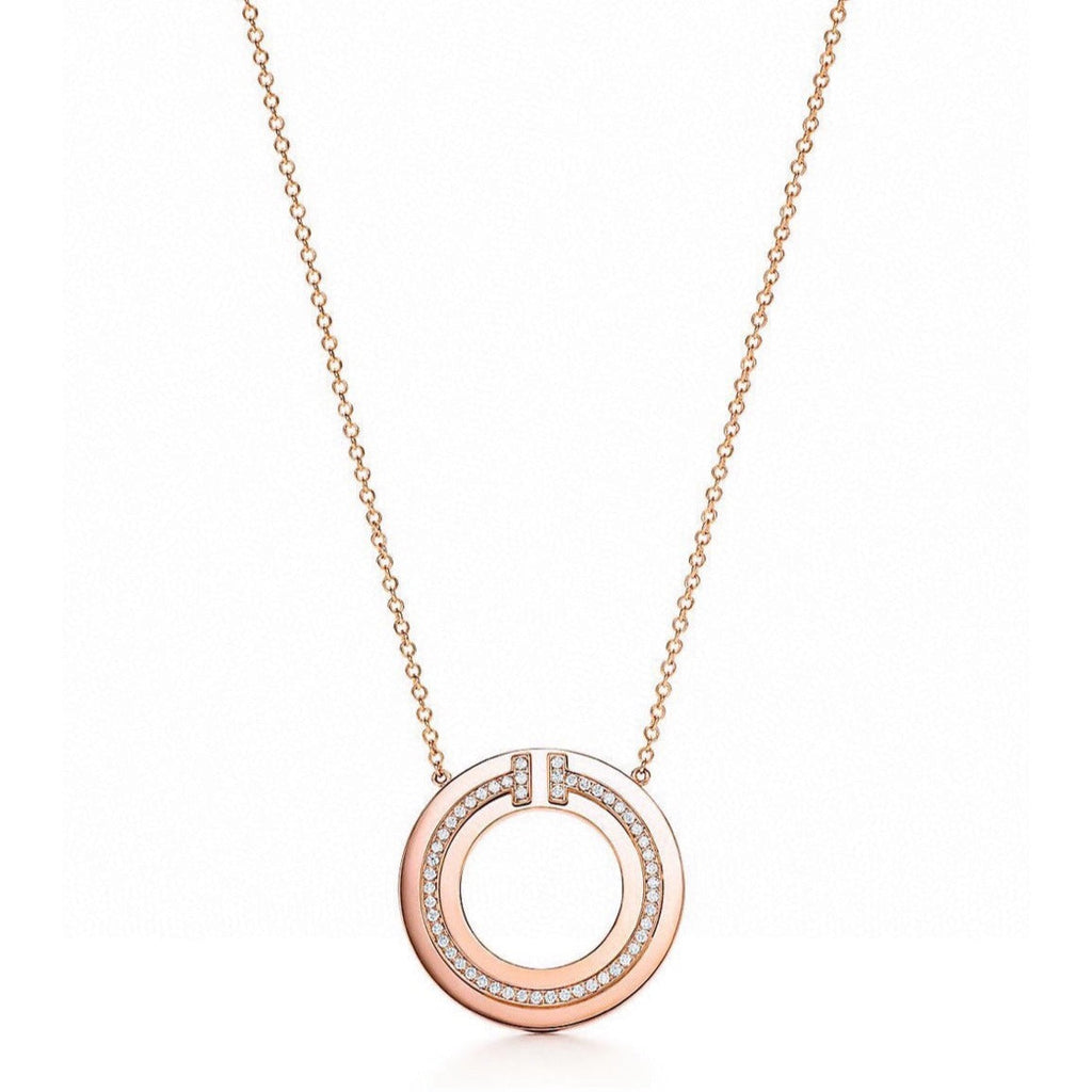 Tiffany Cubic Zirconia and Mother of Pearl Circle Pendant