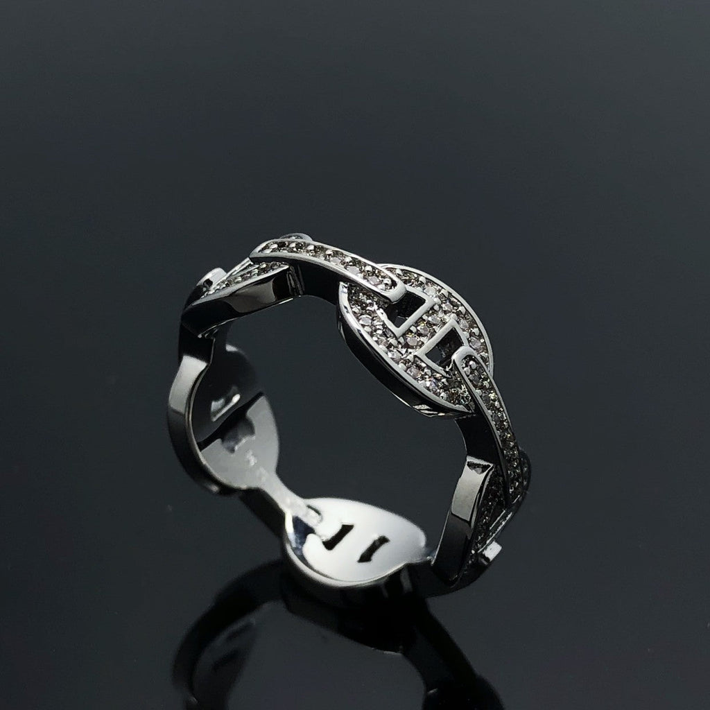 Hermes HM Chaine D'Ancre Enchainee Gold Ring Diamonds