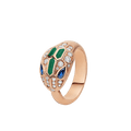 Bvlgari Serpenti Ring Snake Malachite Agate Cubic Zirconia