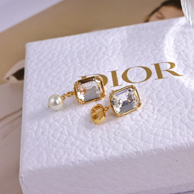 18K Dior Tribales Pearl Crystal Earrings