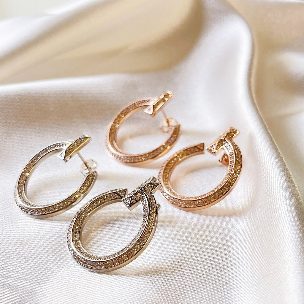 18K Tiffany T1 Open Hoop White Gold Earrings