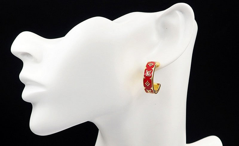 18K Louis Vuitton Nanogram Enamel Earrings