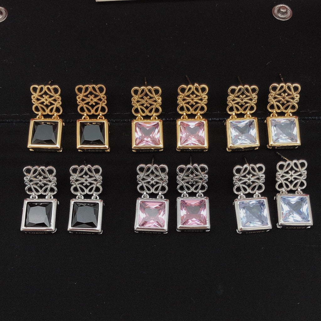 18K LOEWE Anagram Crystal Earrings