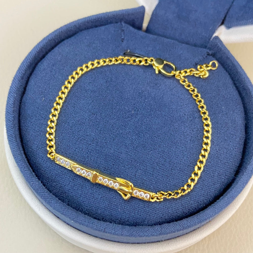 Hermes Diamond-Encrusted Buckle Belt Open Bracelet