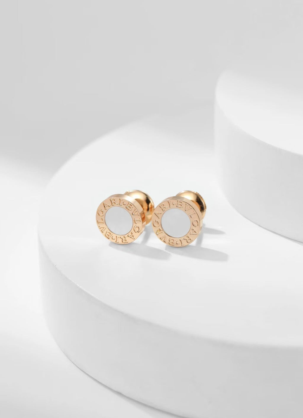 Bvlgari Pink Gold Stud Earrings